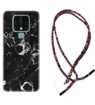 Tecno Camon 16 18P Pova Kılıf Boyun Asklı Rasta Silikon Black Hole Marble 1387