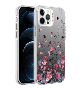 Apple iPhone 12 Pro Max Kılıf Desenli Zore Silver Sert Kılıf Çiçek