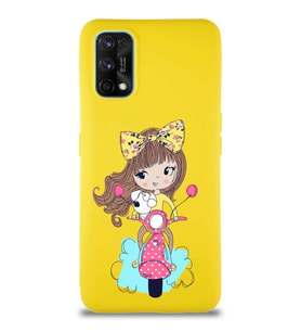 Realme 7 Pro Soft Premier Kapak Vespagirl Tasarımlı Silikon Kılıf - Sarı (Şeffaf)