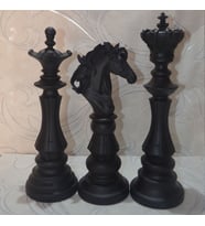 SATRANÇ BİBLOSU ŞAH - VEZİR - AT DEKORATİF EV VE OFİS HEDİYESİ (Siyah)
