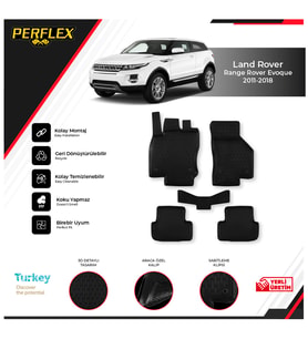 Land Rover Range Rover Evoque 2011-2018 3D Havuzlu Paspas (Siyah - Beyaz)