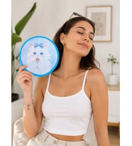 Katlanabilir Mini Yelpaze Kedi Desenli – Taşınabilir Cep Yelpazesi, Çantalı Yazlık El Yelpazesi, Hafif ve Pratik