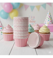 Karton Pembe Cupcake Kapsülü 50'li - Kek ve Cupcake Sunum Kapsülü