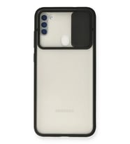 Newface Samsung Galaxy A11 Kılıf Palm Buzlu Kamera Sürgülü Silikon - Siyah