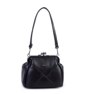 Nas Bag Mini Vintage Burslu Klipsli Kadın Omuz ve Çapraz Çanta Siyah Victoria