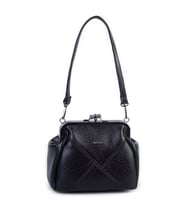 Nas Bag Mini Vintage Burslu Klipsli Kadın Omuz ve Çapraz Çanta Siyah Victoria