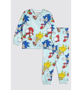 The Hedgehog Super Sonic Desenli %100 Pamuk Çocuk Pijama Takımı