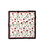 Tarzını Seç Siyah Çerçeveli Kiraz Desenli Fular / Bandana 70x70 cm