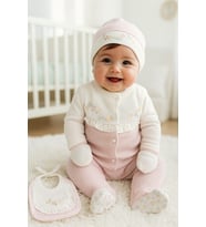 0-3 AY GAYE KIZ BEBEK RENKLİ ÇİÇEK NAKIŞLI %100 PAMUK 5Lİ SET (Pudra)
