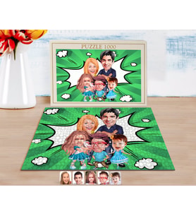 BK Gift Kişiye Özel Aile Karikatürlü 1000 Parça Profesyonel Puzzle-7