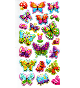Sticker Kabartmalı Stiker Defter, Planlayıcı Etiket (limlra-007) - 17X9 cm - Kelebekler