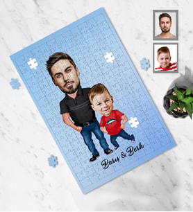 Kişiye Özel Babalar Günü Baba Erkek Çocuk Karikatürlü A4 99 Parça Puzzle Model-6