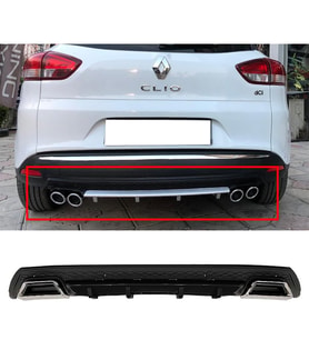 Renault Clio Mk4 SportTourer SW Siyah Difüzör Çiftli Kare Egzoz Görünümlü D Tip Difizör 2012-2019