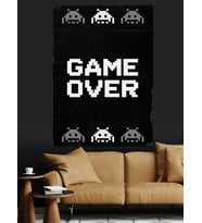 Game Over Yazısı Minimalist Dekoratif Kanvas - Mdf Ahşap Tablo