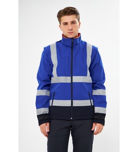 Orange Safety Saks Mavi Softshell Mont Reflektörlü Kolları Çıkmalı
