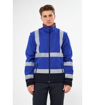 Orange Safety Saks Mavi Softshell Mont Reflektörlü Kolları Çıkmalı