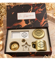 BK Gift Kişiye Özel İsimli Gold Kahve Fincanı & Mum & MDF Altlıklı Dekor & Anahtarlık - Hediye Kutulu Gold Set-3