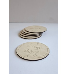 Erdizden 6 Parça Yin Yang Kedi Ahşap Lazer Kesim Bardak ve Fincan Altlığı (Ceviz)