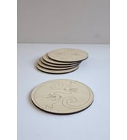 Erdizden 6 Parça Yin Yang Kedi Ahşap Lazer Kesim Bardak ve Fincan Altlığı (Ceviz)