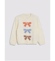 LC WAIKIKI Ekru Fiyonk Desenli Kız Çocuk Triko Hırka