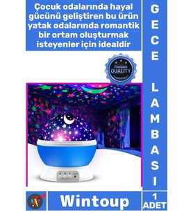 #Lamba Yıldızlı Projeksiyon Galaxy Çocuk Yatak Oda Dekoratif Döner Tavana Işık Yansıtan Gece Lambası