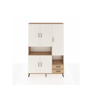 Arges Dolap 10 Raflı 2 Çekmeceli 5 Kapaklı 132x30x195 Çam-Aytaşı/Çam