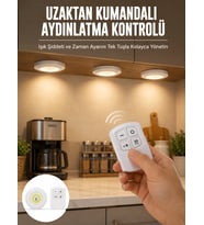 Spot Lamba Led Işık 3'lü Uzaktan Kumandalı Pilli Yapışkanlı Kablosuz Yeni Nesil