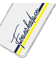 Lisanslı Fenerbahçe Iphone 15 Pro Max El Yazılı Sarı Lacivert Şeffaf Telefon Kılıfı "Dekomus Cep Defteri Hediyeli"