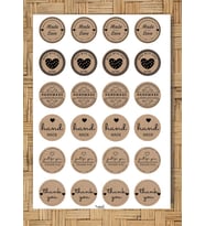 Kraft Sticker Etiket 4 cm 48 adet Hand made -  Thank you -T453