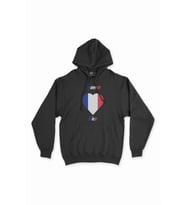Nice Fransa Bayraklı Kalpli Siyah Sweatshirt Hoodie