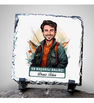Kişiye Özel Hediye Karikatürlü En İyi Erkek Balıkçı Dekoratif Taş