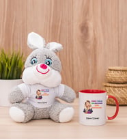 Kişiye Özel İşine Bakıcaksın Tasarım Esprili Peluş Tavşan ve Kırmızı Kupa