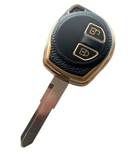 Suzuki Vitara Swift SX4 Uyumlu Kumanda Kılıfı Anahtar Kılıfı Oto Anahtarlık Deri Desenli Siyah Gold