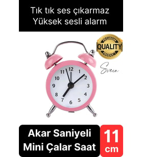 Sessiz Çalışan Yüksek Sesli Alarmlı Retro Tasarım Analog Masaüstü Çanlı Mini Çalar Saat Başucu 11 cm