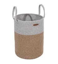 Koza Home Cesta Kulplu El Yapımı Pamuklu Natural Gri Hasır Dekoratif Sepet 36cmx42cm 9016