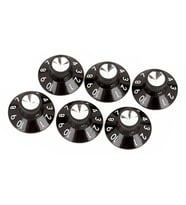 FENDER 0990930000 Pure Vintage Black/Silver Skirted Amfi Düğmesi (6 Adet) Siyah/Gümüş Renk, Klasik Fender Amfi Görünümü, Orijinal Restorasyon Parçası