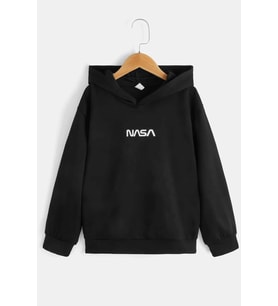 Çocuk Nasa Baskılı Sweatshirt (Siyah)
