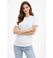 Bisiklet Yaka Tişört Regular Kalıp Basic Pamuklu Günlük Kullanım T-shirt - Beyaz