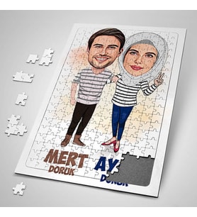 Kişiye Özel 240 Parça Her Zaman Omuz Omuza Sevgilim Karikatürlü Puzzle