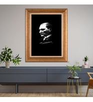 Altın Paspartulu Atatürk  Çerçeveli Tablo C892 (Gold)