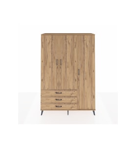 Hyperion Gardrop 6 Raflı 3 Çekmeceli Tek Askılı 132x44x195 Çam-Çam