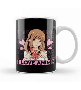 Cute I Love Anime Girl Japanese Kawaii Obsessed Kupa Bardak Porselen