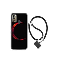 Tecno Spark 7t Kılıf Silikon Desen Boyun Askılı Red Moons 1747