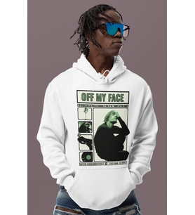 Tasarım Justin Bieber Off My Face Baskılı Unisex Oversize Şarkıcı Hoodie