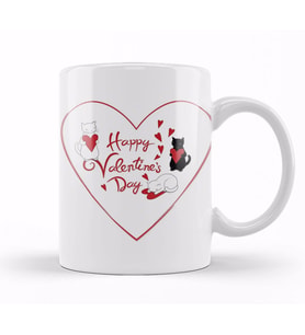 Aşk Kediler Happy Valentine's Cats Kupa Bardak Porselen