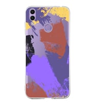 Huawei Honor 8c  Uyumlu Kapak Brush Stroke Tasarımlı Şeffaf Silikon Kılıf