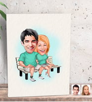 BK Gift Kişiye Özel Sevgililer Karikatürlü Dekoratif Mini Kanvas Tablo 15x20cm-55