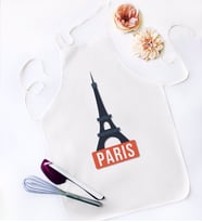 BK Gift Paris Tasarımlı Beyaz Mutfak Önlüğü - Model 1