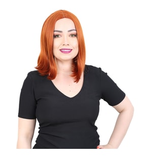 Fiber Sen Peruk Perçemsiz Kısa Düz / Bakır