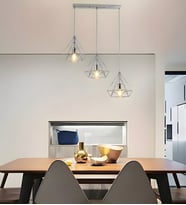 3 Başlı Avize Modern Restoran Bar Tezgahı Koridor Geçidi Balkon Ofis Yatak Odası Yatak Başı Merdiven Metal Sıralı Avize 3225-W85-4D-XX (Krom)